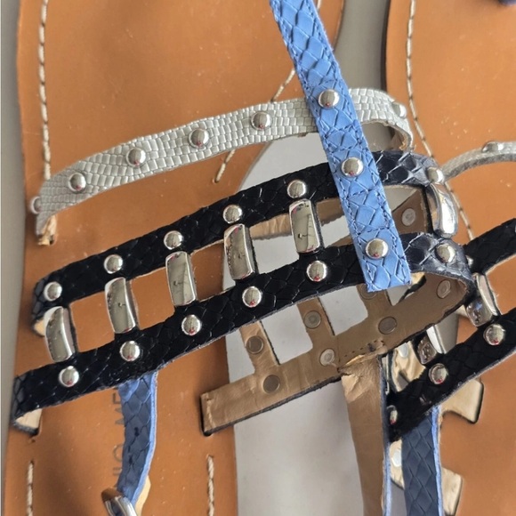 Antonio Melani Sandals Women 9M Mixed Print Buckle Studded Leather Excellent - Picture 10 of 14